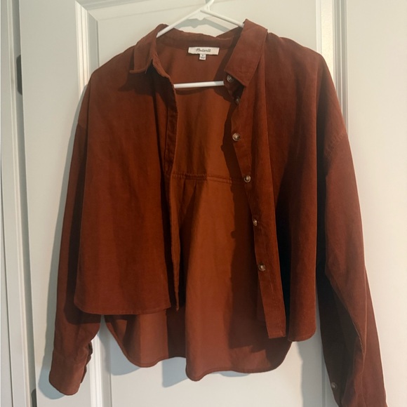 Madewell Tops - Madewell Burnt Orange Corduroy Button Shirt Jacket (Small)